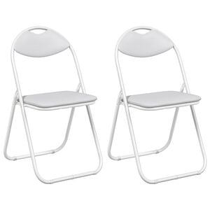 vidaXL Cadeira Dobr&aacute;vel 2 unid. Couro Sint&eacute;tico Branco