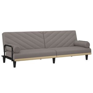 vidaXL Sof&aacute;-cama com apoio de bra&ccedil;os tecido cinzento-acastanhado