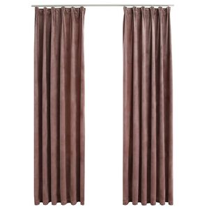 vidaXL Cortinas blackout c/ ganchos 2 pcs 140x245cm veludo rosa antigo