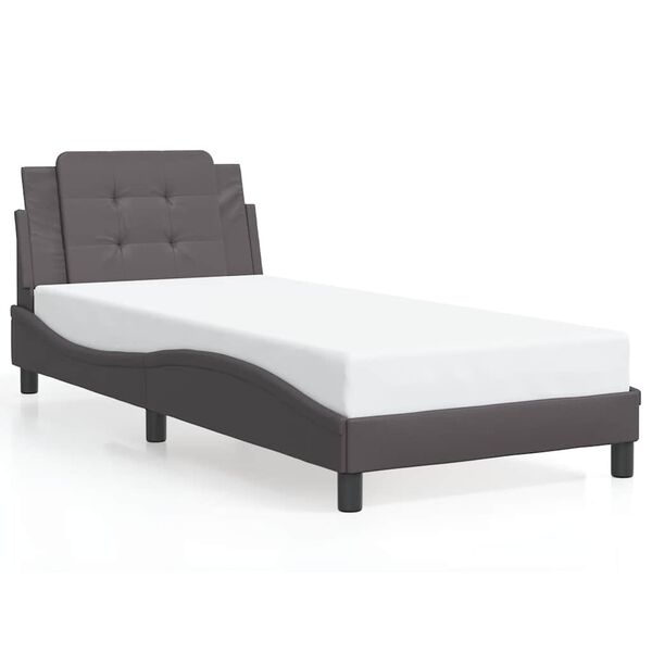 vidaXL Estrutura de cama sem colch&atilde;o Zadar couro artificial 80x200 cm cinzento