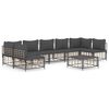vidaXL 8 pcs conjunto lounge de jardim c/ almofad&otilde;es vime PE antracite