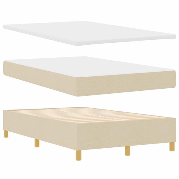 vidaXL Cama Box com colch&atilde;o com cabeceira Creme 120 x 200 cm tecido
