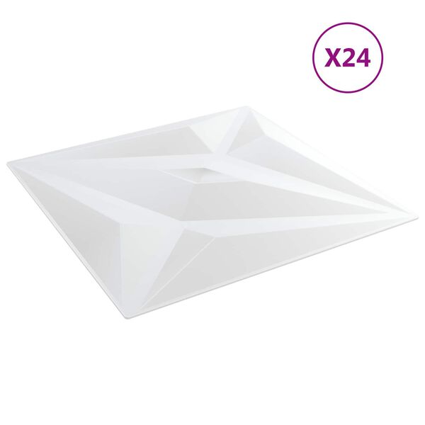 vidaXL Pain&eacute;is de parede 24 pcs Estrela Branca 50 x 50 cm Espuma XPS