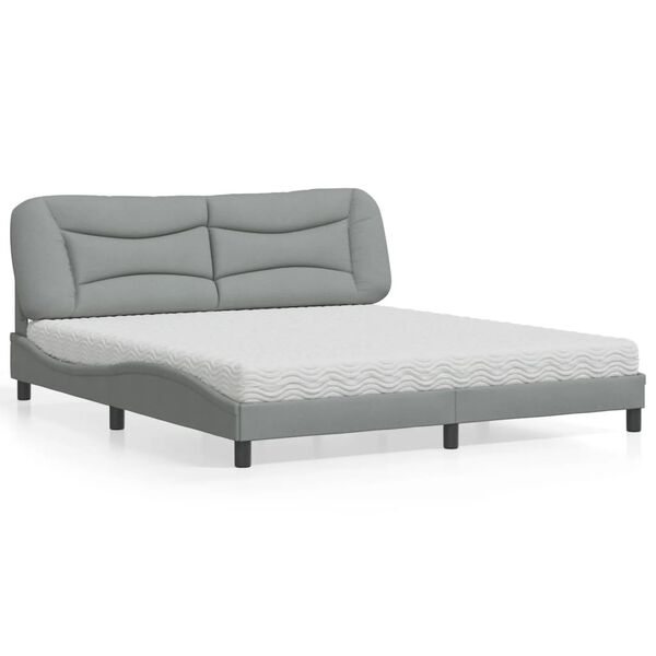 vidaXL Cama com colch&atilde;o Hvar 180x200 cm tecido cinzento-claro