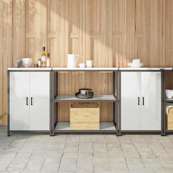 vidaXL Conjunto de Armazenamento de Cozinha com porta 3 pcs Prateado