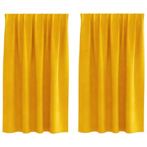 vidaXL Cortinas opacas 2 pcs Amarelo Mostarda 140 x 140 cm Veludo