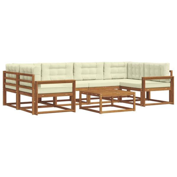 vidaXL Conjunto de Sof&aacute;s para Exterior 7 pcs Natural e Creme