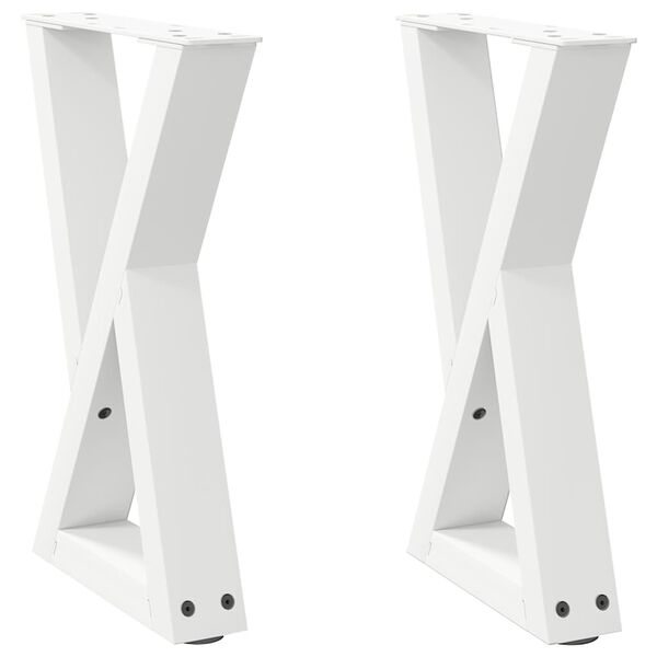 vidaXL P&eacute;s para mesa de centro 2 pe&ccedil;as, branco, 38x(42-43,3) cm, a&ccedil;o