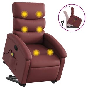 vidaXL Poltrona massagens reclin&aacute;vel couro artificial vermelho tinto