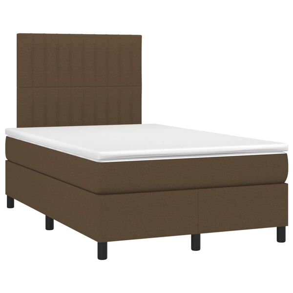 vidaXL Cama box spring c/ colch&atilde;o/LED 120x200cm tecido castanho-escuro