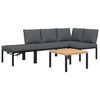 vidaXL 4 pcs conjunto de sof&aacute;s p/ jardim c/ almofad&otilde;es alum&iacute;nio preto