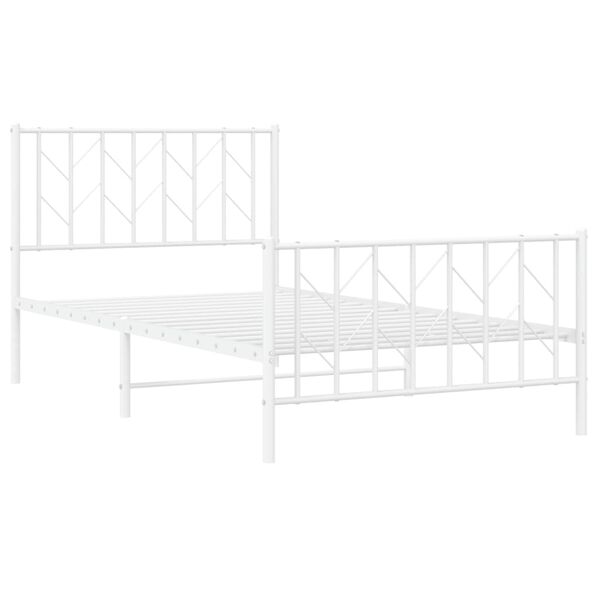 vidaXL Estrutura de cama com cabeceira e p&eacute;s 100x190 cm metal branco