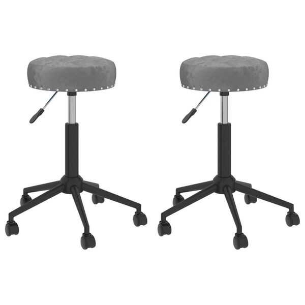 vidaXL Cadeiras de jantar girat&oacute;rias 2 pcs veludo cinzento-escuro
