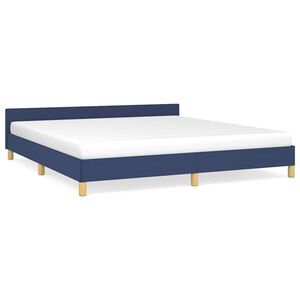 vidaXL Estrutura cama c/ cabeceira sem colch&atilde;o 180x200 cm tecido azul