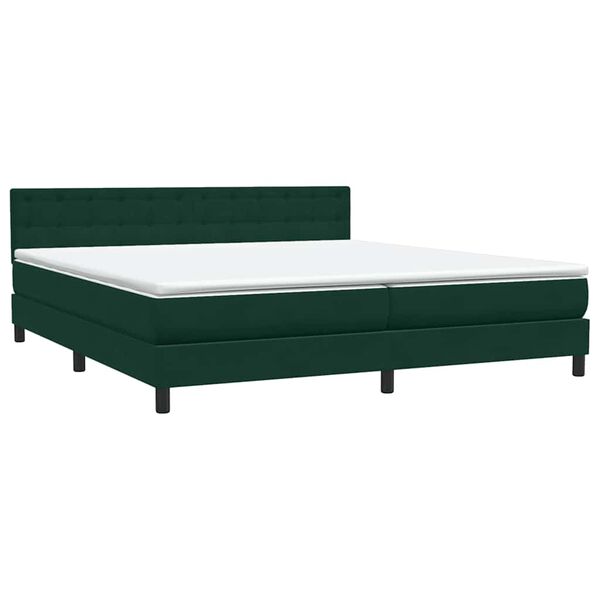 vidaXL Cama com molas/colch&atilde;o 180x220 cm veludo verde-escuro
