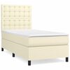 vidaXL Cama com molas/colch&atilde;o 90x190 cm couro artificial cor creme