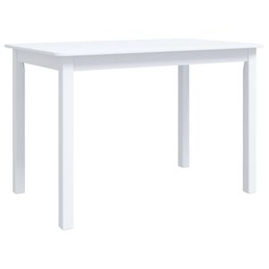 vidaXL Mesa de jantar 114x71x75cm madeira de seringueira maci&ccedil;a branco