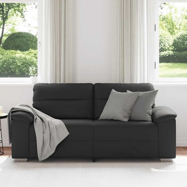 vidaXL Sof&aacute; de 2 lugares preto 180x81x84 cm couro sint&eacute;tico