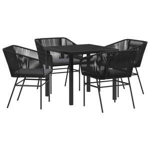 vidaXL Conjunto de Jantar para Jardim 5 pcs Preto A&ccedil;o revestido a p&oacute;