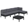vidaXL 6 pcs conjunto lounge de jardim c/ almofad&otilde;es pinho preto