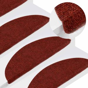 vidaXL Tapetes de escada adesivos 15 pcs 56x17x3 cm vermelho