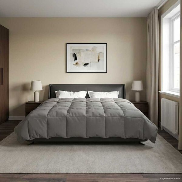 vidaXL Duvet de Ano Inteiro Cinzento-claro 220 x 260 cm Microfibra