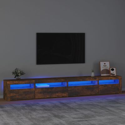 vidaXL Móvel de TV com luzes LED 270x35x40 cm carvalho fumado