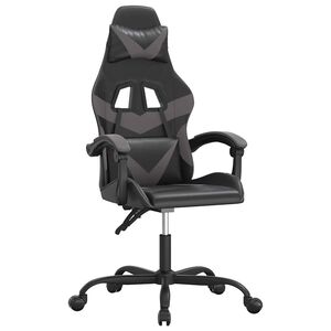 vidaXL Cadeira gaming girat&oacute;ria couro artificial preto e cinzento