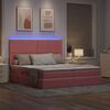 vidaXL Cama com luzes de tira LED Rosa 180 x 200 cm Veludo