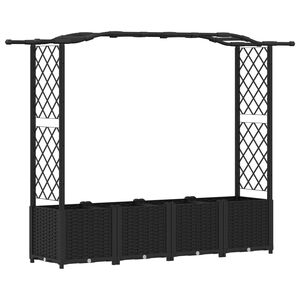 vidaXL Cama Elevada com Treli&ccedil;a e Telhado Preto 204 x 40 x 138 cm PP