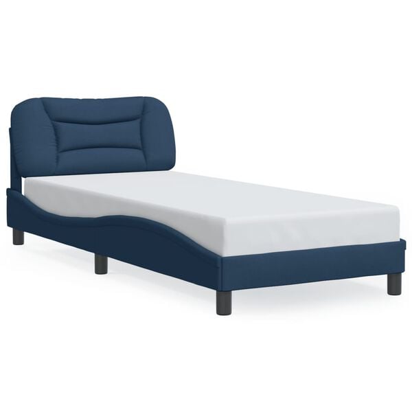 vidaXL Estrutura de cama sem colch&atilde;o Hvar 90x200 cm tecido azul