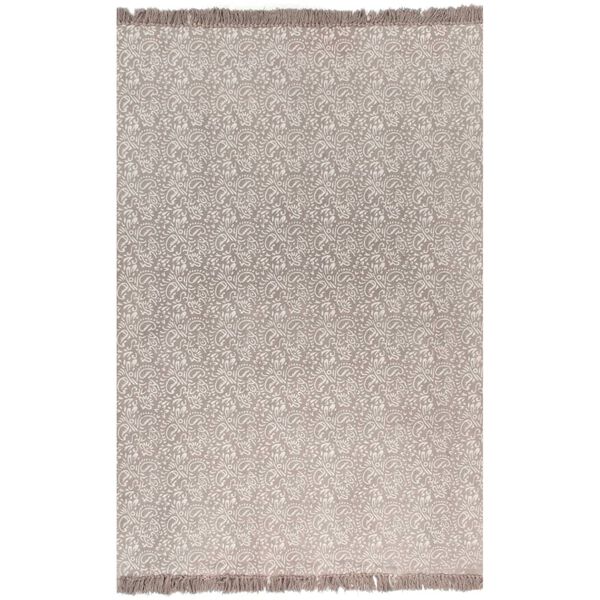 vidaXL Tapete Kilim algod&atilde;o 160x230 cm com padr&atilde;o cinzento-acastanhado