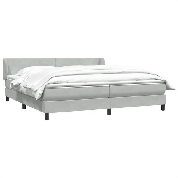 vidaXL Cama com molas/colch&otilde;es 180x210 cm veludo cinzento-claro