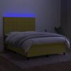vidaXL Cama box spring c/ colch&atilde;o e LED 140x200 cm tecido verde