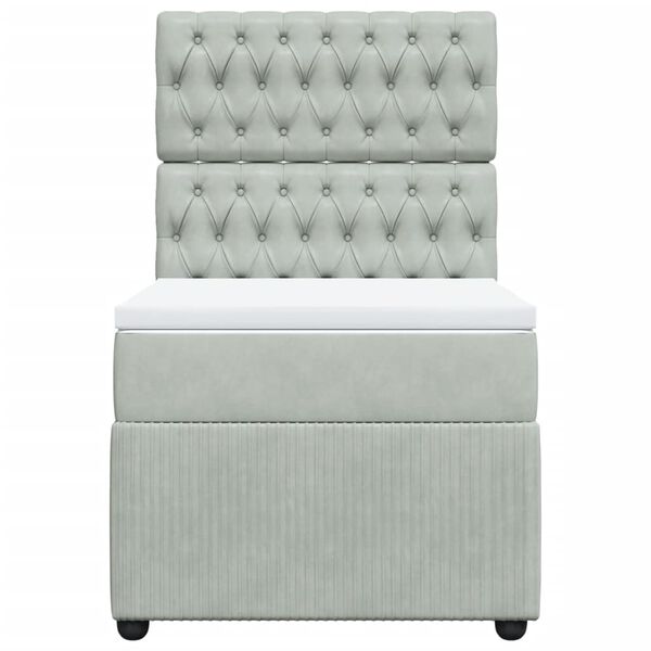 vidaXL Cama com molas/colch&atilde;o 100x200 cm veludo cinza-claro