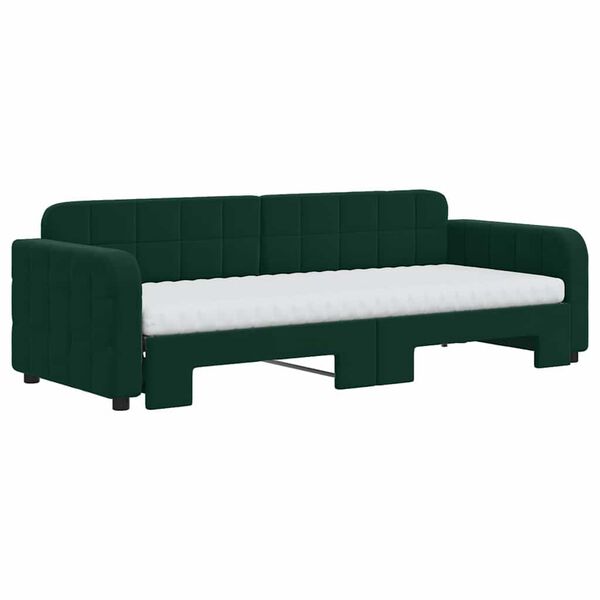 vidaXL Sof&aacute;-cama c/ gavet&atilde;o e colch&otilde;es 80x200cm veludo verde-escuro