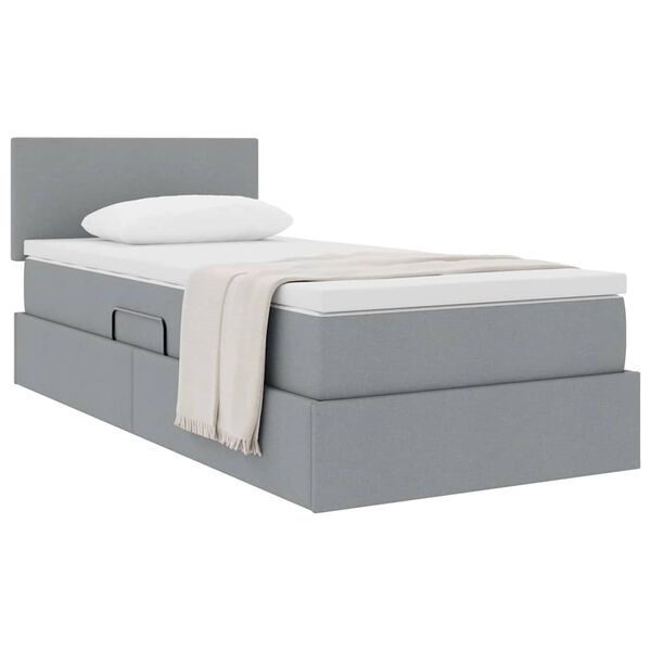 vidaXL Cama com arruma&ccedil;&atilde;o e colch&atilde;o Cinzento-claro 90 x 200 cm