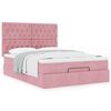 vidaXL Estrutura de cama otomana com colch&otilde;es 140x190 cm veludo rosa