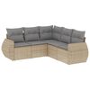 vidaXL 5 pcs conjunto de sof&aacute;s p/ jardim com almofad&otilde;es vime PE bege