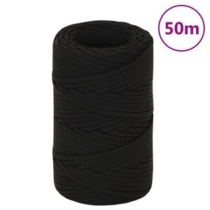 vidaXL Corda de trabalho 2 mm 50 m poli&eacute;ster preto