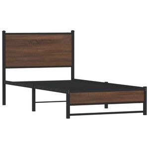 vidaXL Estrutura de cama sem colch&atilde;o 75x190 cm metal carvalho castanho