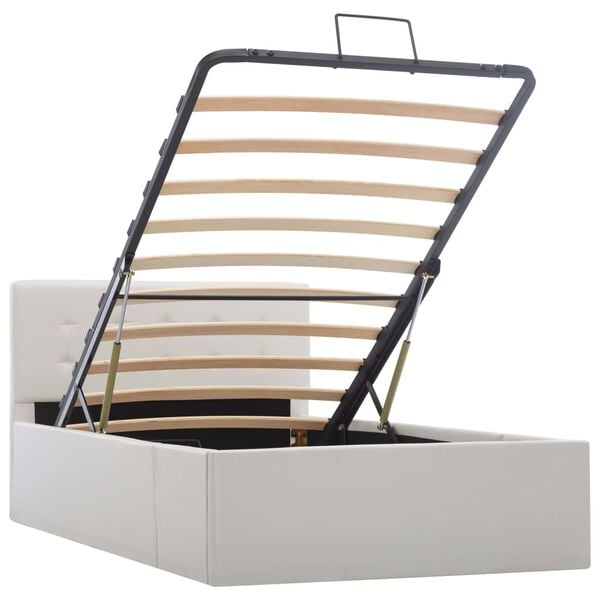 vidaXL Cama hidr&aacute;ulica c/ arruma&ccedil;&atilde;o 100x200cm couro artificial branco