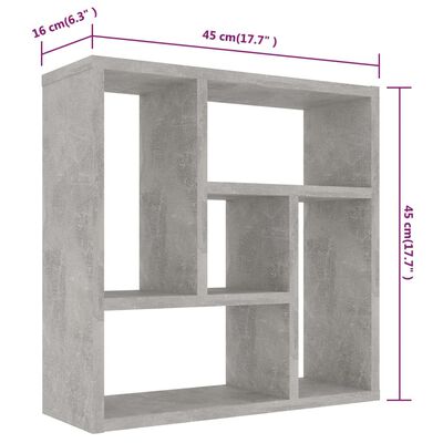 vidaXL Estante de parede 45,1x16x45,1cm contraplacado cinzento cimento