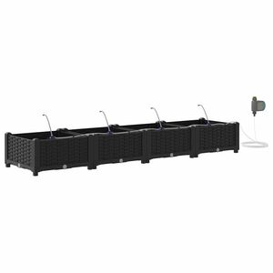 vidaXL Vaso de Jardim 4 unid. Preto 160 x 40 x 22 cm PP