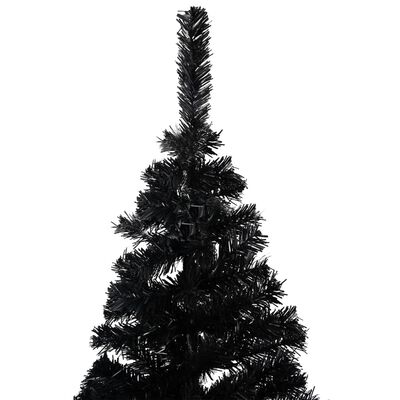 vidaXL Árvore Natal artificial pré-iluminada c/ bolas PVC preto