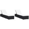 vidaXL Espregui&ccedil;adeiras com almofad&otilde;es 2 pcs vime PE preto