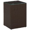 vidaXL Mesa de apoio com tampo de vidro 35x35x52 cm vime PE castanho