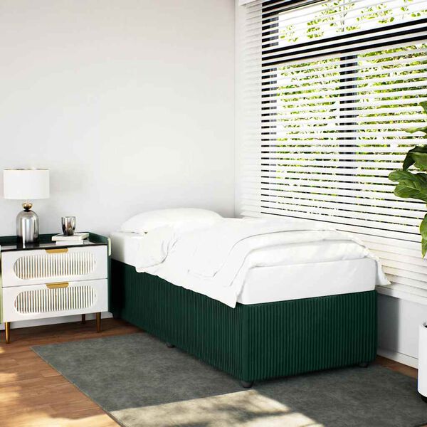 vidaXL Estrutura de cama sem colchão 90x200 cm veludo verde-escuro