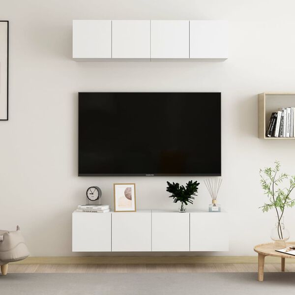 vidaXL M&oacute;veis de TV 4 pcs 60x30x30 cm contraplacado branco