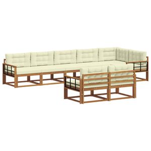 vidaXL Conjunto de Sof&aacute;s para Exterior 8 pcs Natural e Creme